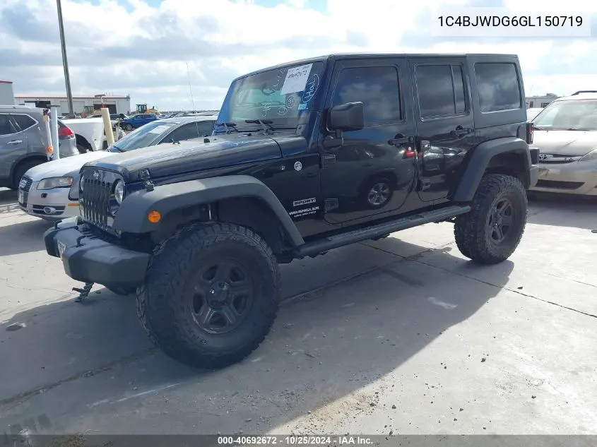 2016 Jeep Wrangler Unlimited Sport VIN: 1C4BJWDG6GL150719 Lot: 40692672