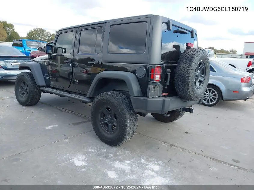 2016 Jeep Wrangler Unlimited Sport VIN: 1C4BJWDG6GL150719 Lot: 40692672