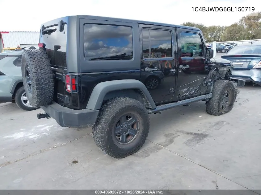 2016 Jeep Wrangler Unlimited Sport VIN: 1C4BJWDG6GL150719 Lot: 40692672