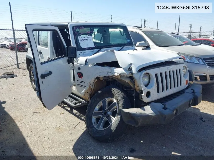 2016 Jeep Wrangler Unlimited Sport Rhd VIN: 1C4BJWKG6GL315798 Lot: 40698671