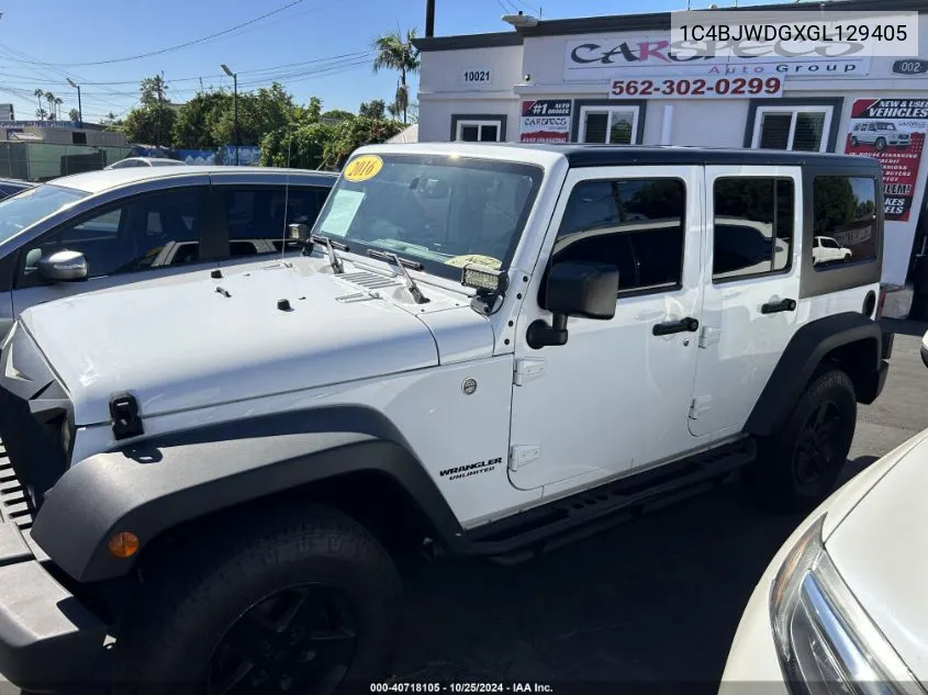 2016 Jeep Wrangler Unlimited Sport VIN: 1C4BJWDGXGL129405 Lot: 40718105