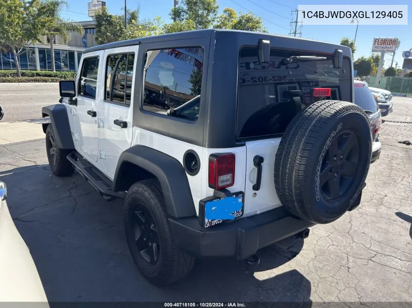 2016 Jeep Wrangler Unlimited Sport VIN: 1C4BJWDGXGL129405 Lot: 40718105