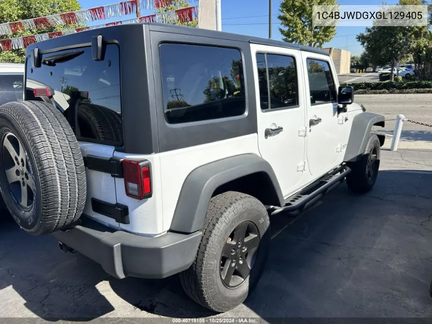 2016 Jeep Wrangler Unlimited Sport VIN: 1C4BJWDGXGL129405 Lot: 40718105