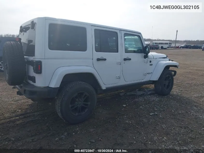 2016 Jeep Wrangler Unlimited Sahara VIN: 1C4BJWEG0GL302105 Lot: 40723847