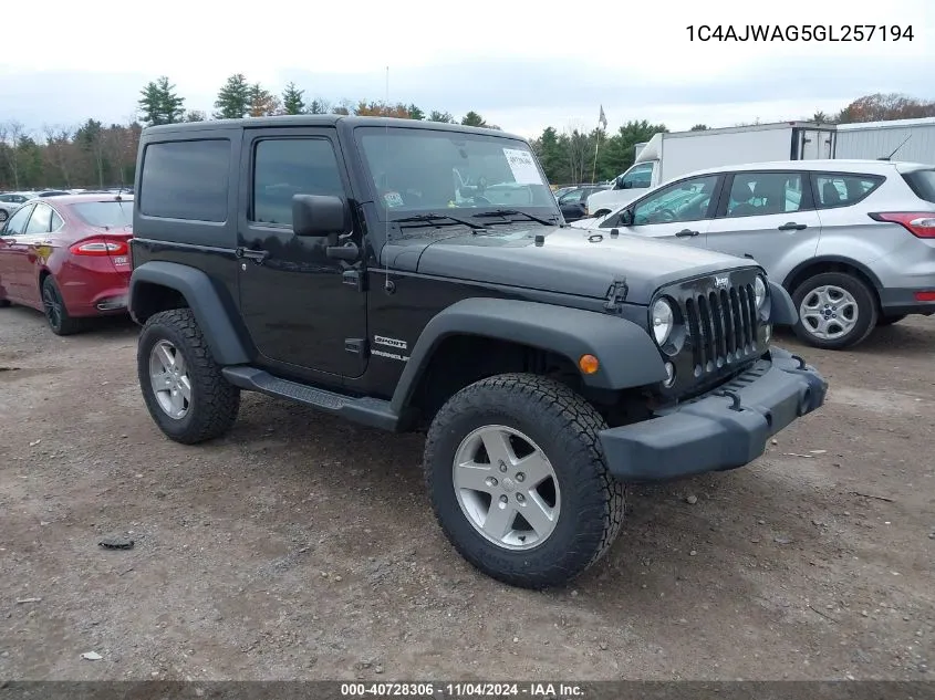 2016 Jeep Wrangler Sport VIN: 1C4AJWAG5GL257194 Lot: 40728306