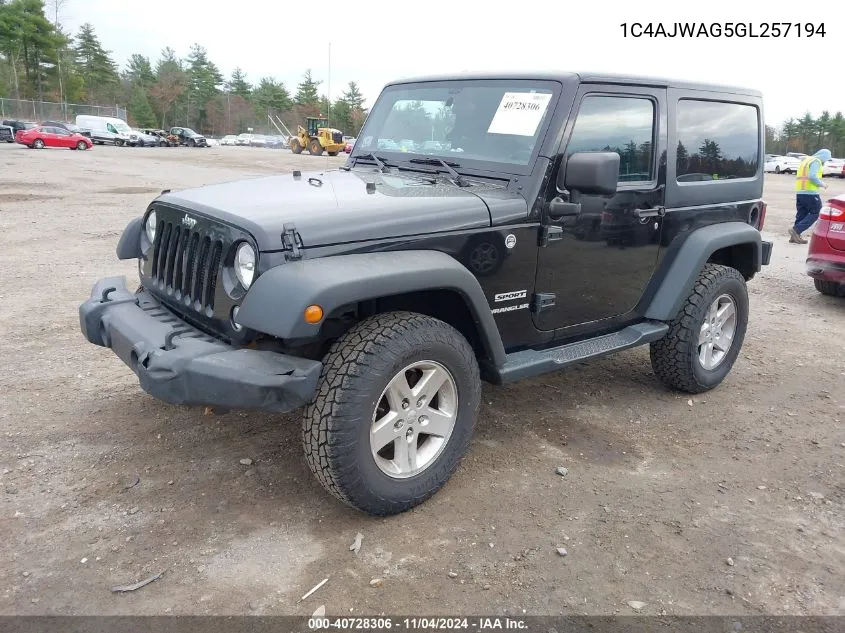 2016 Jeep Wrangler Sport VIN: 1C4AJWAG5GL257194 Lot: 40728306