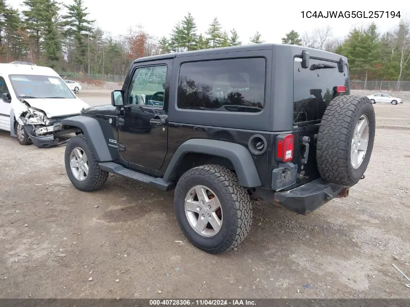 2016 Jeep Wrangler Sport VIN: 1C4AJWAG5GL257194 Lot: 40728306