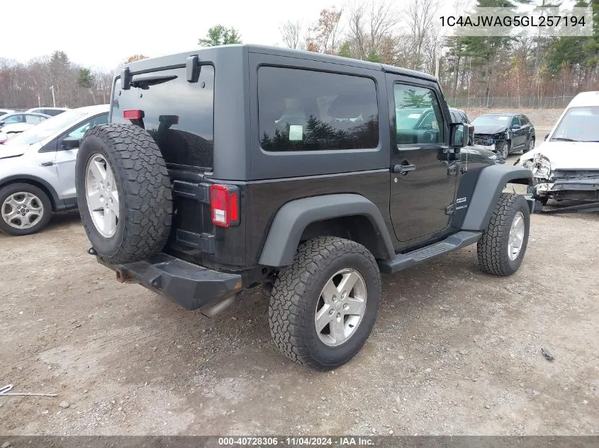 2016 Jeep Wrangler Sport VIN: 1C4AJWAG5GL257194 Lot: 40728306