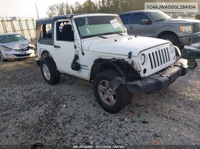 2016 Jeep Wrangler Sport VIN: 1C4AJWAG0GL284934 Lot: 40736366