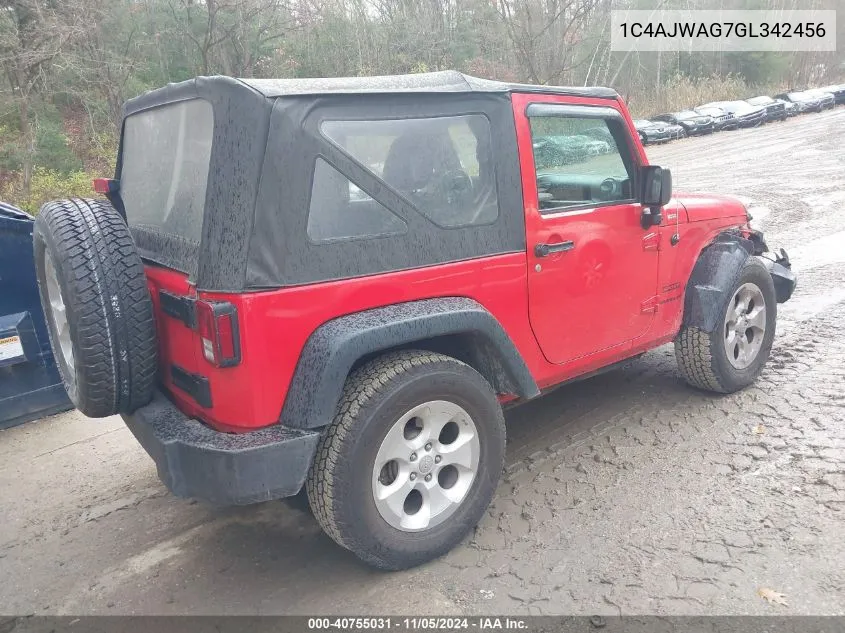 1C4AJWAG7GL342456 2016 Jeep Wrangler Sport