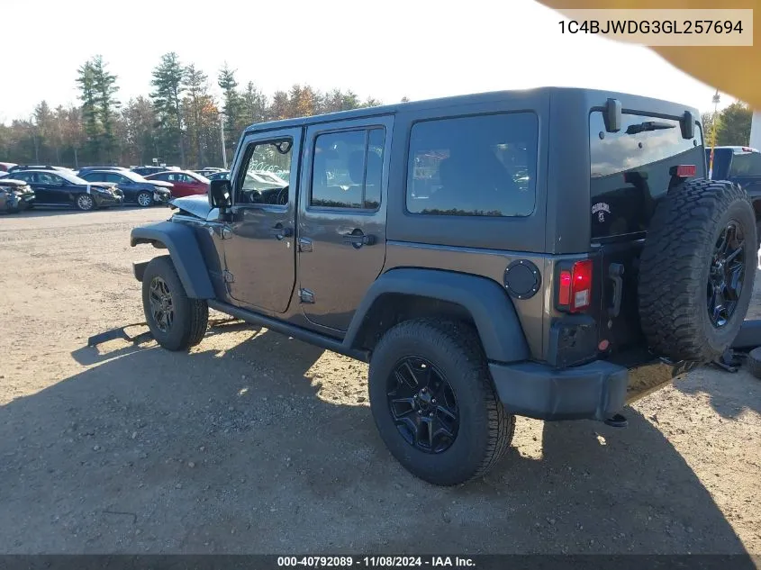 2016 Jeep Wrangler Unlimited Willys Wheeler VIN: 1C4BJWDG3GL257694 Lot: 40792089