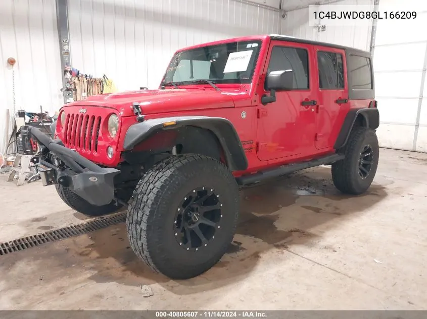 2016 Jeep Wrangler Unlimited Sport VIN: 1C4BJWDG8GL166209 Lot: 40805607