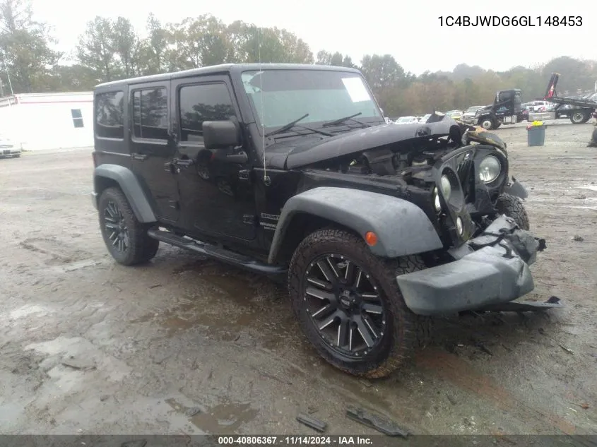 2016 Jeep Wrangler Unlimited Sport VIN: 1C4BJWDG6GL148453 Lot: 40806367