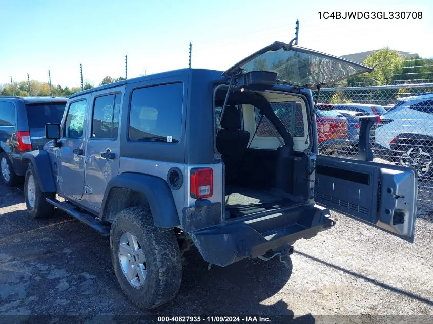 1C4BJWDG3GL330708 2016 Jeep Wrangler Unlimited Sport