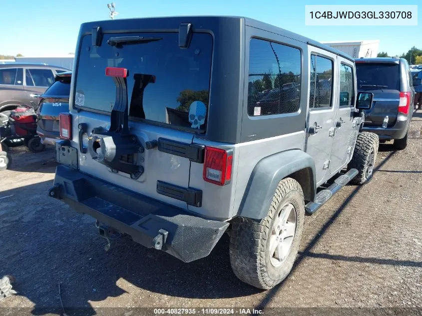 1C4BJWDG3GL330708 2016 Jeep Wrangler Unlimited Sport