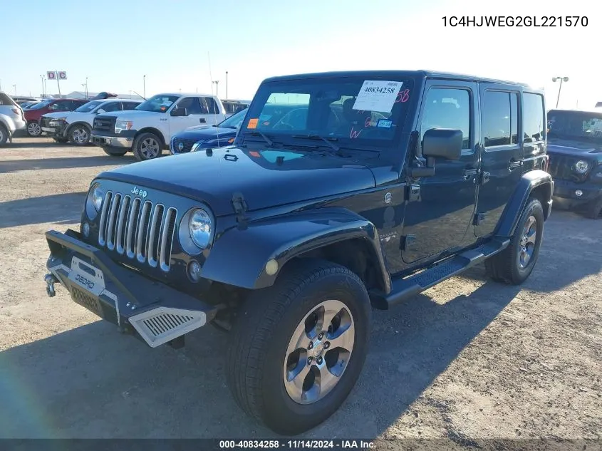 2016 Jeep Wrangler Unlimited Sahara VIN: 1C4HJWEG2GL221570 Lot: 40834258