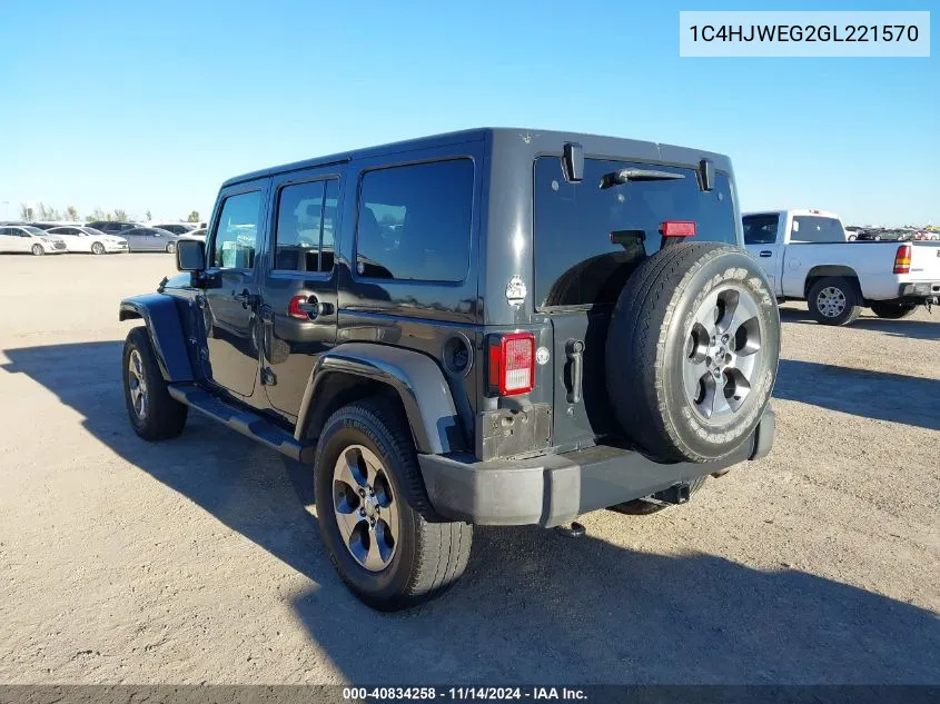 2016 Jeep Wrangler Unlimited Sahara VIN: 1C4HJWEG2GL221570 Lot: 40834258