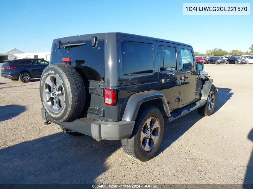 2016 Jeep Wrangler Unlimited Sahara VIN: 1C4HJWEG2GL221570 Lot: 40834258