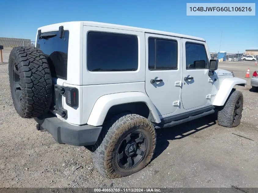 1C4BJWFG6GL106216 2016 Jeep Wrangler Unlimited Rubicon