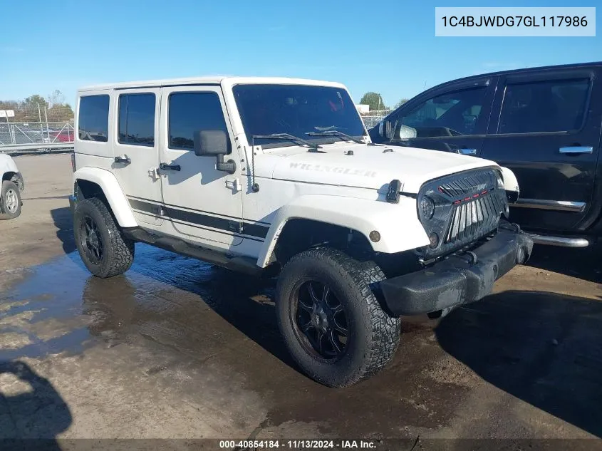 2016 Jeep Wrangler Unlimited Sport VIN: 1C4BJWDG7GL117986 Lot: 40854184