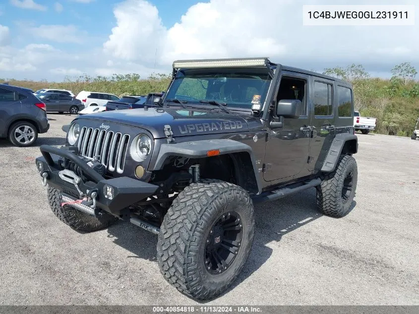 2016 Jeep Wrangler Unlimited Sahara VIN: 1C4BJWEG0GL231911 Lot: 40854818