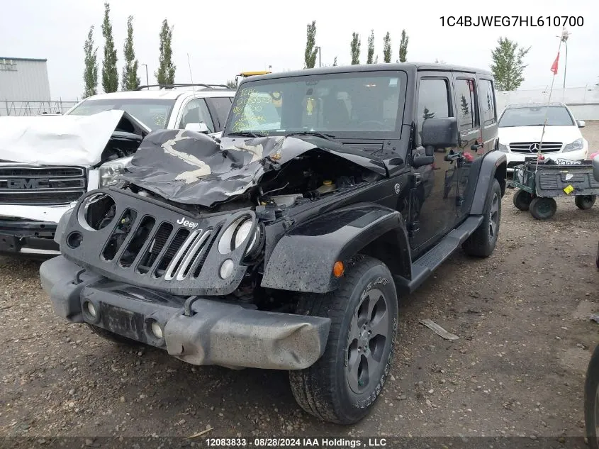 2017 Jeep Wrangler Unlimited Sahara VIN: 1C4BJWEG7HL610700 Lot: 12083833