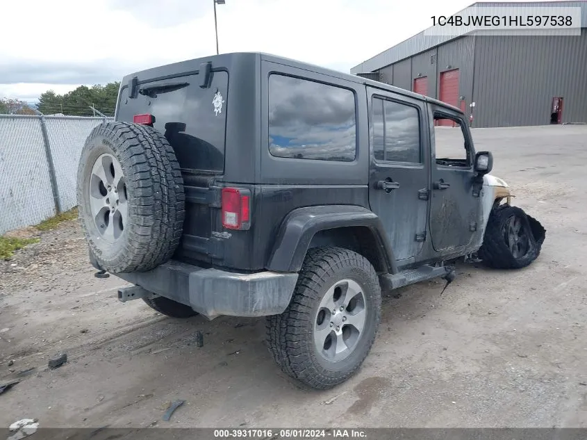 1C4BJWEG1HL597538 2017 Jeep Wrangler Unlimited Sahara 4X4