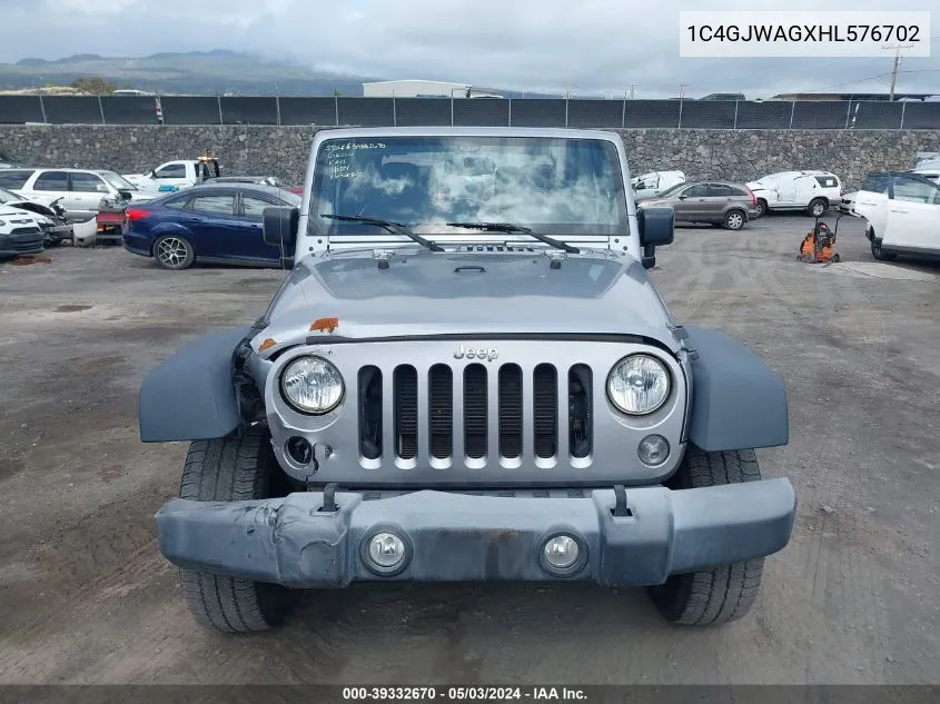 1C4GJWAGXHL576702 2017 Jeep Wrangler Sport 4X4