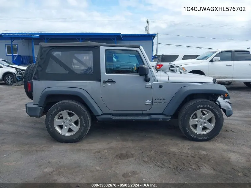 1C4GJWAGXHL576702 2017 Jeep Wrangler Sport 4X4