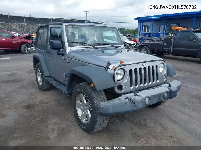 2017 Jeep Wrangler Sport 4X4 VIN: 1C4GJWAGXHL576702 Lot: 39332670