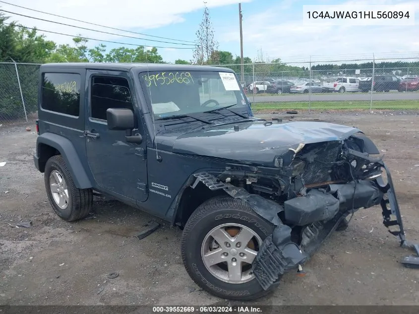 2017 Jeep Wrangler Sport 4X4 VIN: 1C4AJWAG1HL560894 Lot: 39552669