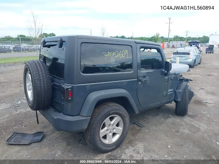 1C4AJWAG1HL560894 2017 Jeep Wrangler Sport 4X4