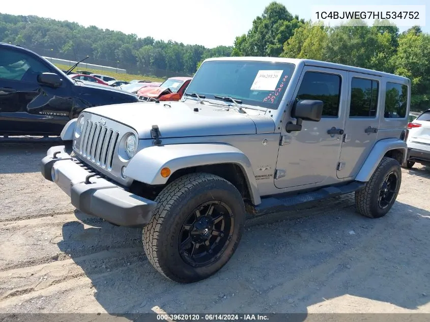 1C4BJWEG7HL534752 2017 Jeep Wrangler Unlimited Sahara 4X4