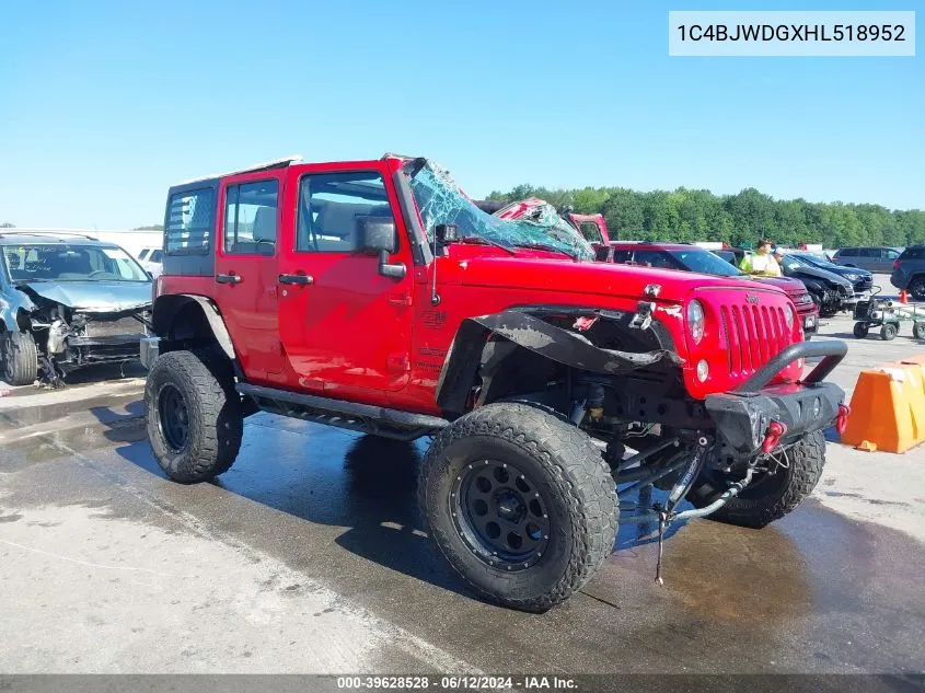 2017 Jeep Wrangler Unlimited Sport 4X4 VIN: 1C4BJWDGXHL518952 Lot: 39628528