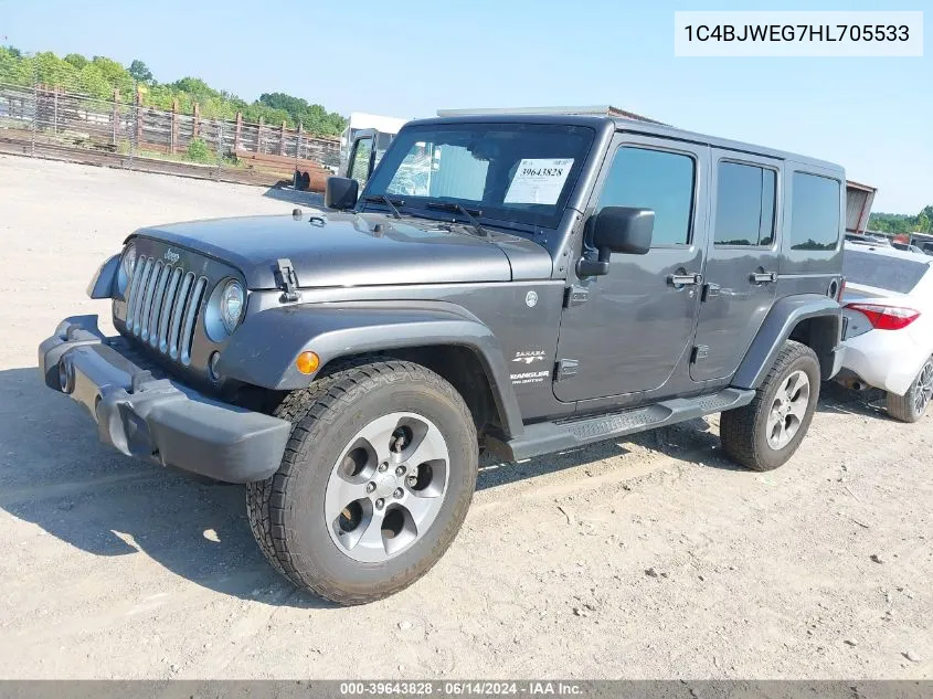 2017 Jeep Wrangler Unlimited Sahara 4X4 VIN: 1C4BJWEG7HL705533 Lot: 39643828