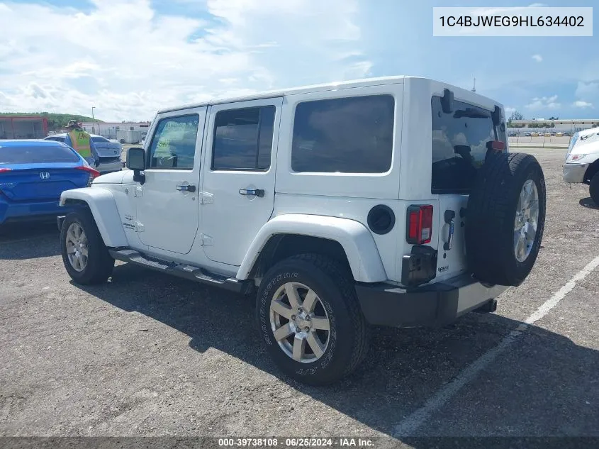 2017 Jeep Wrangler Unlimited Sahara 4X4 VIN: 1C4BJWEG9HL634402 Lot: 39738108