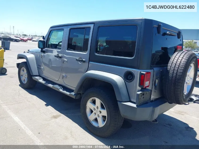 2017 Jeep Wrangler Unlimited Sport 4X4 VIN: 1C4BJWDG0HL622480 Lot: 39807984