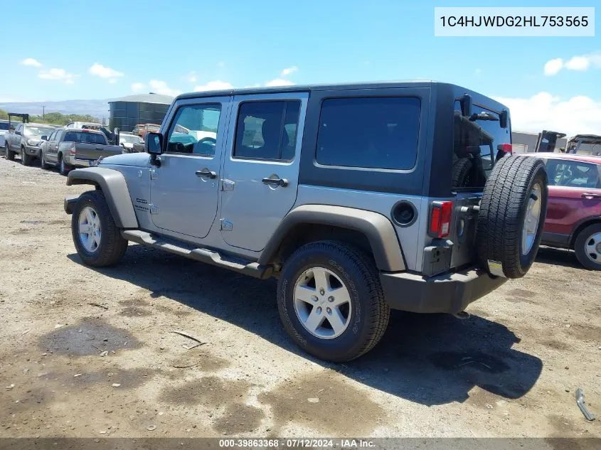 1C4HJWDG2HL753565 2017 Jeep Wrangler Unlimited Sport 4X4