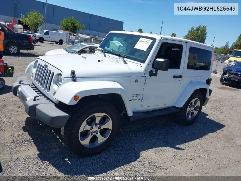 2017 Jeep Wrangler Sahara 4X4 VIN: 1C4AJWBG2HL525649 Lot: 39995212