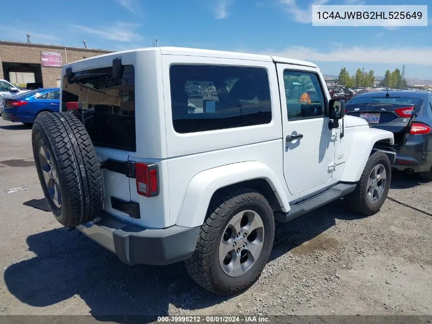 2017 Jeep Wrangler Sahara 4X4 VIN: 1C4AJWBG2HL525649 Lot: 39995212