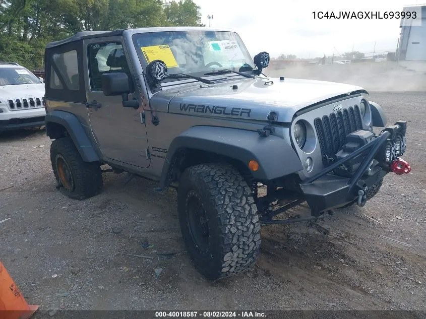 1C4AJWAGXHL693993 2017 Jeep Wrangler Sport 4X4