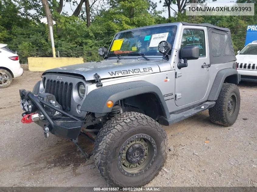 2017 Jeep Wrangler Sport 4X4 VIN: 1C4AJWAGXHL693993 Lot: 40018587