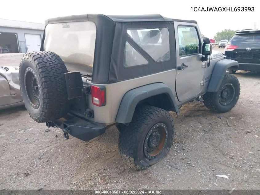 1C4AJWAGXHL693993 2017 Jeep Wrangler Sport 4X4