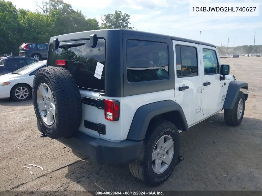 1C4BJWDG2HL740627 2017 Jeep Wrangler Unlimited Sport 4X4