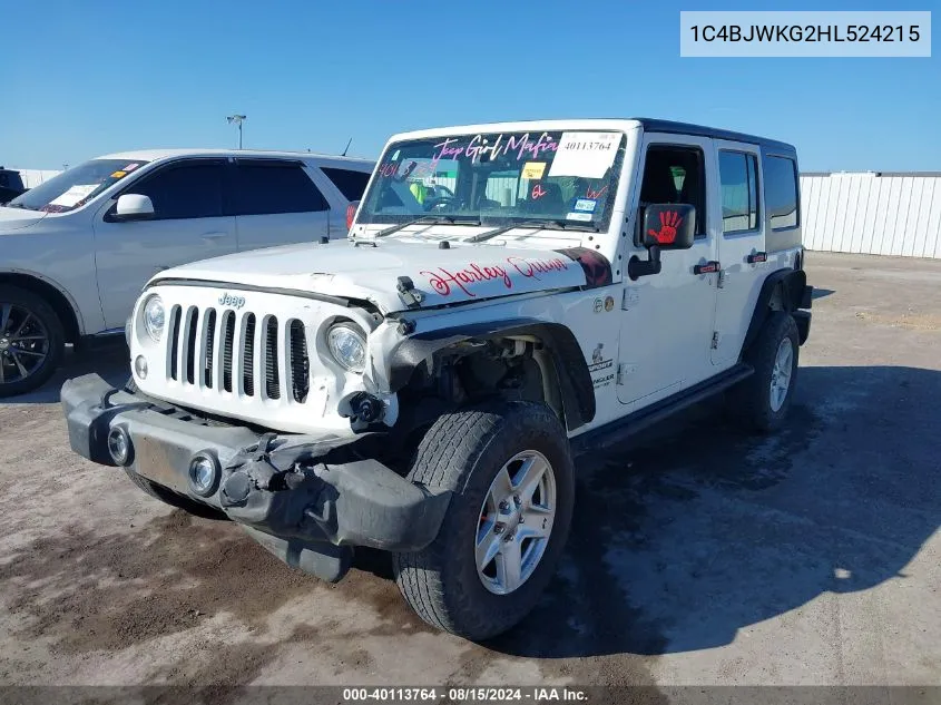 2017 Jeep Wrangler Unlimited Sport Rhd 4X4 VIN: 1C4BJWKG2HL524215 Lot: 40113764