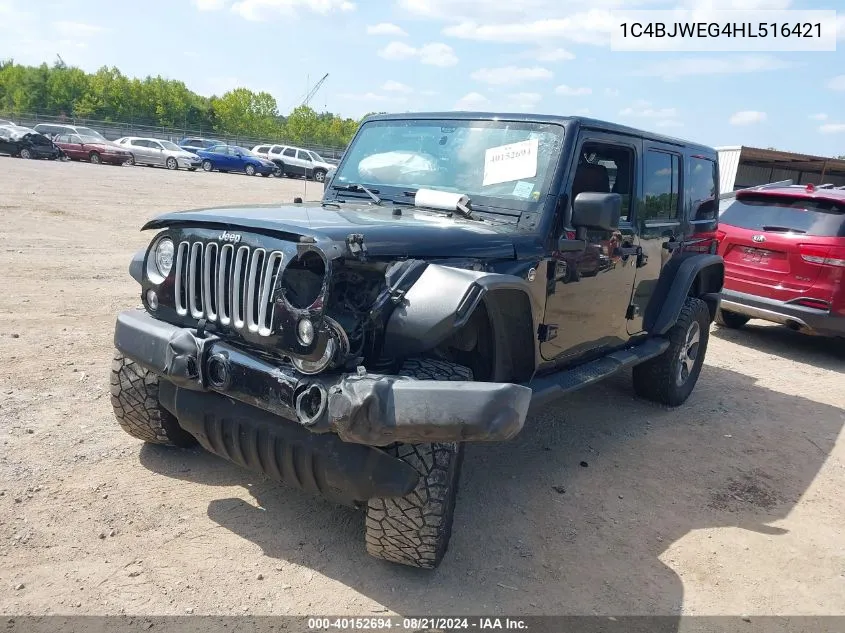 1C4BJWEG4HL516421 2017 Jeep Wrangler Unlimited Sahara 4X4