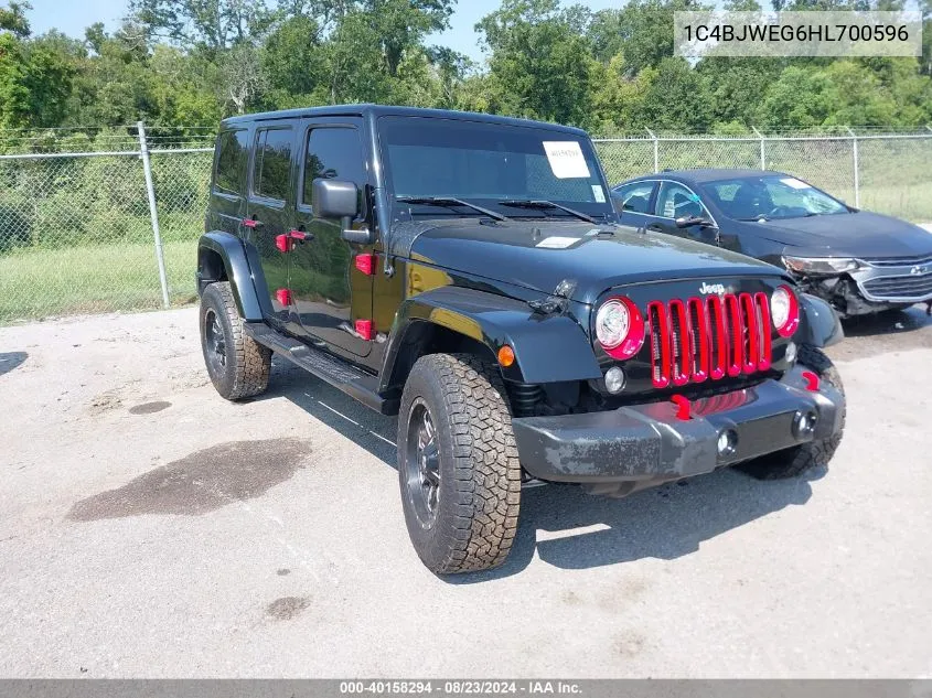 2017 Jeep Wrangler Unlimited Sahara 4X4 VIN: 1C4BJWEG6HL700596 Lot: 40158294