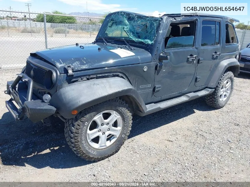 1C4BJWDG5HL654647 2017 Jeep Wrangler Unlimited Sport 4X4