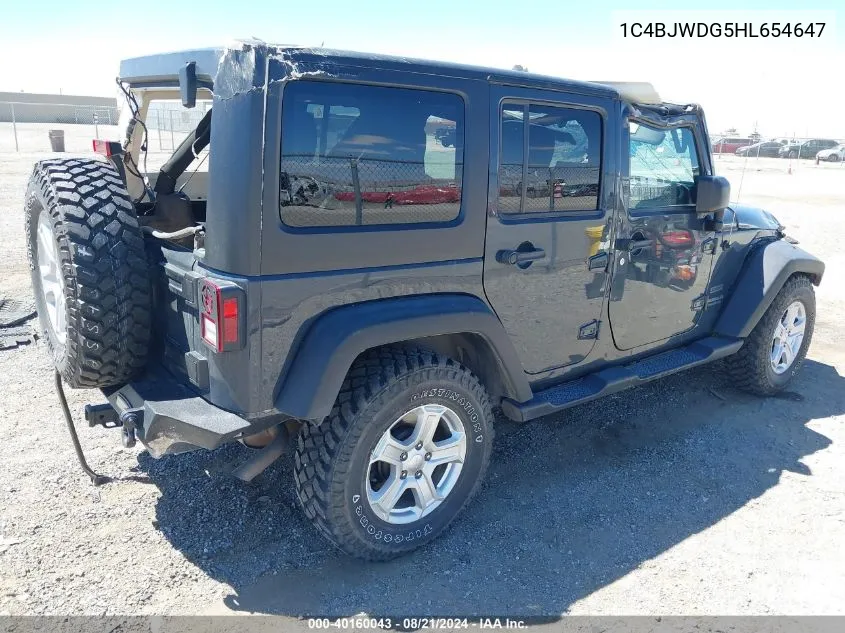 2017 Jeep Wrangler Unlimited Sport 4X4 VIN: 1C4BJWDG5HL654647 Lot: 40160043