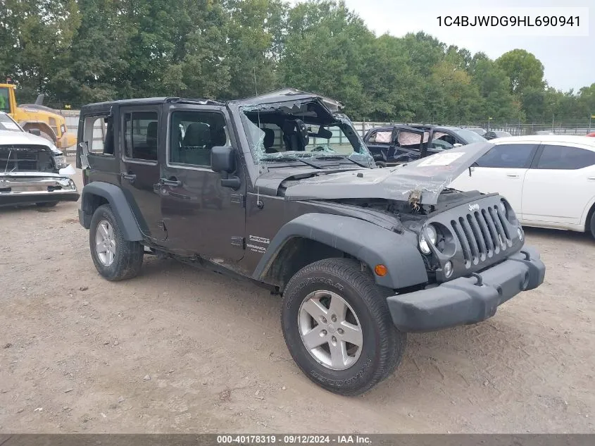 2017 Jeep Wrangler Unlimited Sport 4X4 VIN: 1C4BJWDG9HL690941 Lot: 40178319